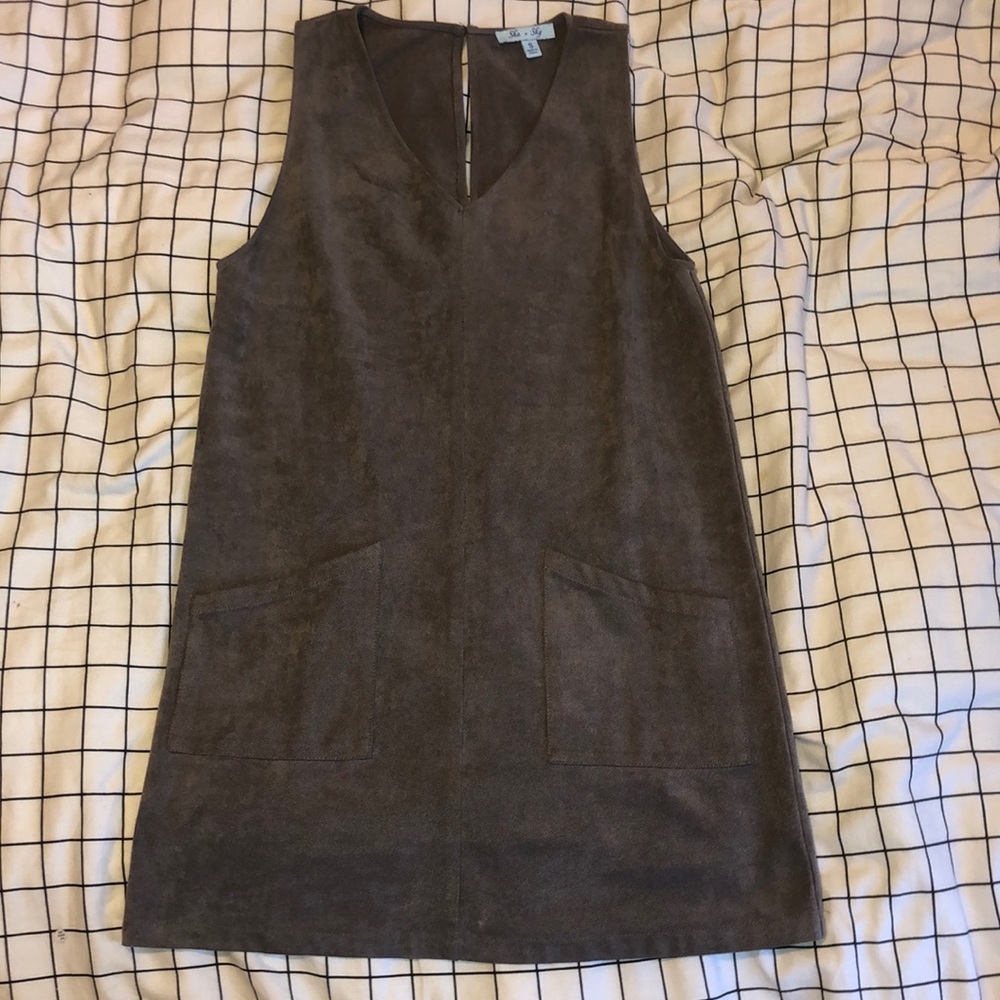 Faux Suede Shift Dress with POCKETS!!